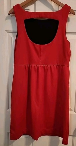 Banana Republic Red Dress XL Knee Length Sleeveless Midi Sexy Open Back Minimal - Picture 8 of 8