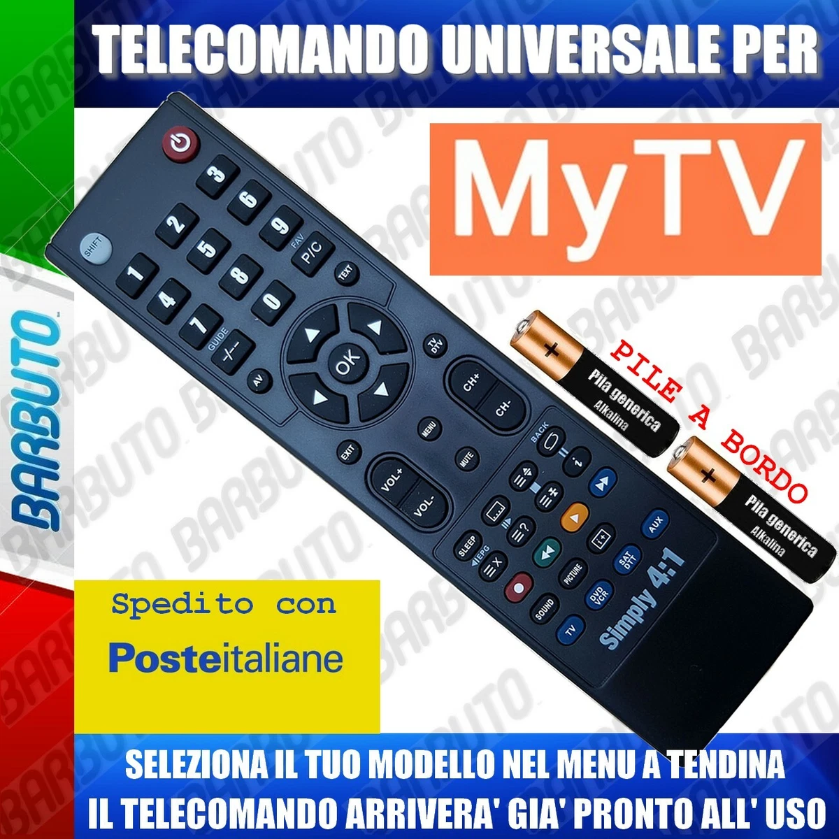 TELECOMANDO UNIVERSALE MYTV. CLICCA SUL TUO