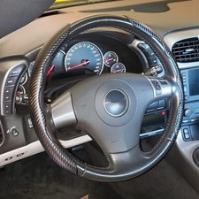 For Chevy Corvette C6 15 Black Carbon Fiber Car Steering Wheel Booster Cover