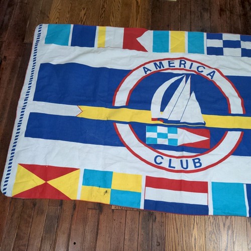 America Club Blanket Multicolor Nautical Boat Flags Vintage 56x90 - Picture 3 of 10