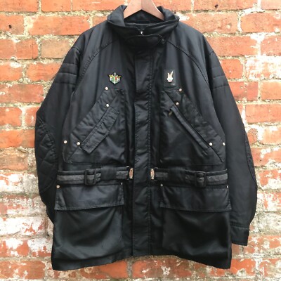 Piero Guidi Motorcycle Jacket Large Black Nylon Scooter Coat Detachable Liner