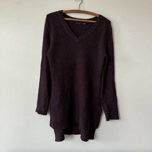 Prana Sweater Women's S V Neck Long Length Textured Waffle Outdoor Hiking FLAW