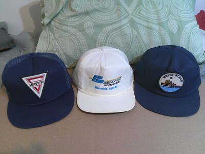 Vintage (70's-80's) Trucker Hat Lot 3 / Steamship / Seaview / White Stack / G/VG