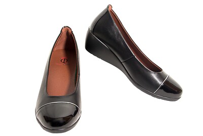 Womens Slip On Orthopedic Pump Shoes Low Wedge Heel Toe Comfort Work Dress  Shoes | eBay