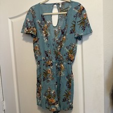 Target Xhilaration Blue Floral V Neck Jumper Dress M Medium Z2