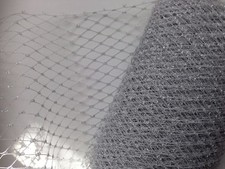 Metallic Silver  Russian Veiling Hat  Netting For  Millinery 8'' Wide 1 Yard 