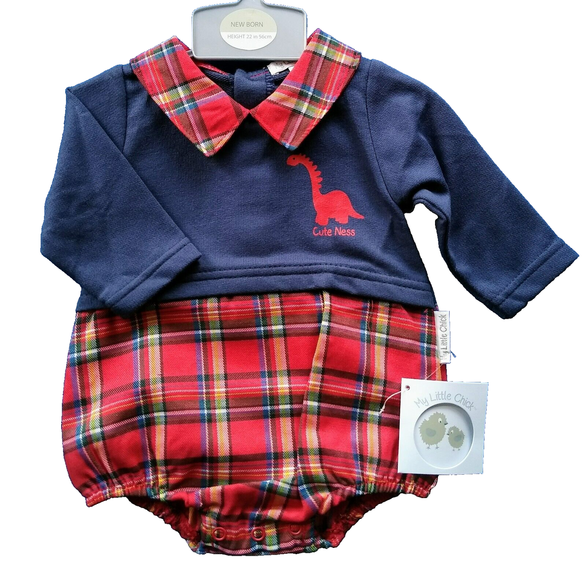 Baby Boy Tartan Outfit Red Dinosaur Romper Scottish Nessie Newborn
