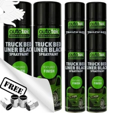 6x Autotek Truck Bed Liner Black Aerosol Spray Paint 500ml Professional Can+G+CP