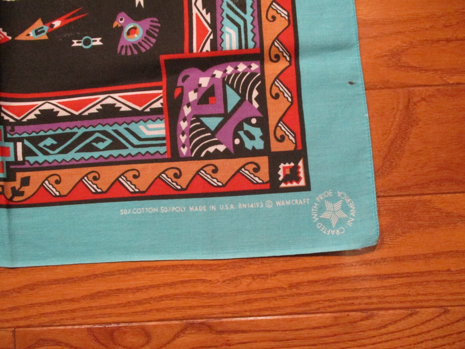 Vintage 21.5" Wamcraft Bandana USA Southwestern Geome… Gem