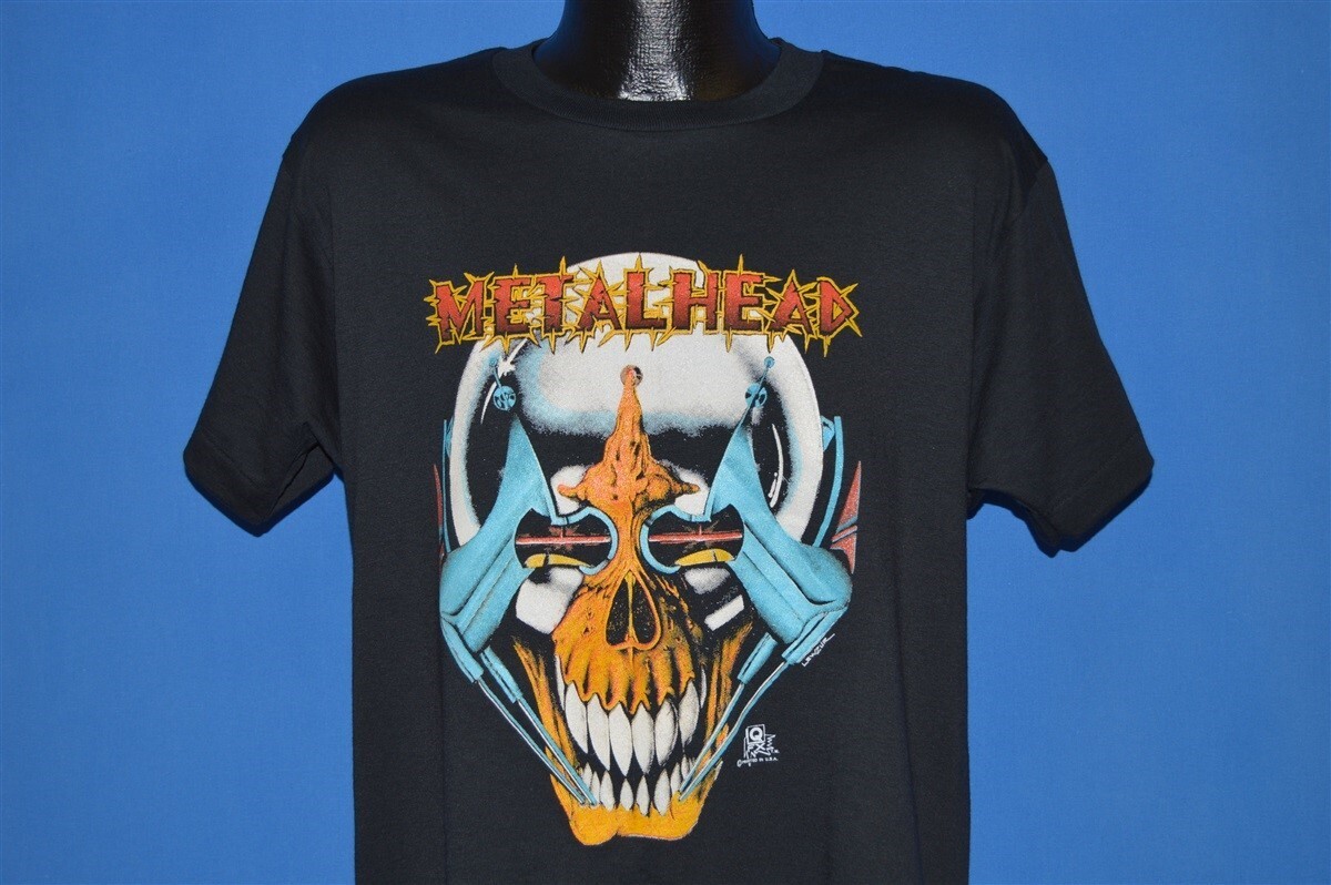 vtg 80s METALHEAD LEWZUR QFX CYBORG SKULL METAL MUSIC BLACK vtg 80s METALHEAD LEWZUR QFX CYBORG SKULL METAL MUSIC BLACK