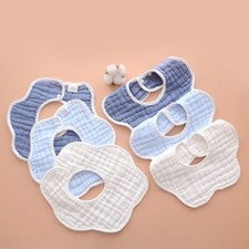 Baby Bandana Drool Bibs Baby 360 Rotate Baby Petal Gauze Bibs-Burp Cloth Feeding