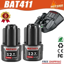 2X 12V 4.8Ah Lithium-ion Battery For Bosch BAT411 BAT412 BAT414 GSR GDR GSB GWI