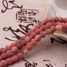 Red Matte Fire Agate Gemstones Round Beads 15" 6mm 8mm 10mm 12mm