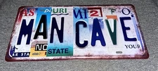 Man Cave Metal Sign Decor  License Plate Look