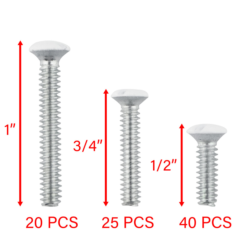 Screws, White Outlet Screws 6-32 Thread Light Electrical Cov