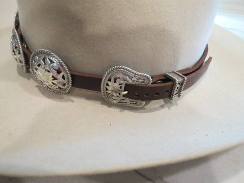 Sterling Silver ALL VOGT 3 Pierced Concho and Vogt Buckle Hat Band - Picture 5 of 19