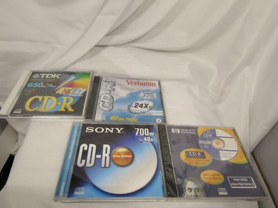 **LOT of 4** TDK/SONY/HP/VERBATIM CD-R 650-700MB 3 w/ bonus 1