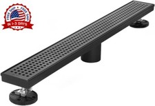 Desag e de ducha lineal de 24 pulgadas, desag e de suelo rectangular negro