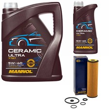 Motoröl Set MANNOL 5W-40 Ceramic Ultra 6 Liter + Ölfilter für Mercedes C-Klasse Motoröl Set MANNOL 5W-40 Ceramic Ultra 6 Liter + Ölfilter für Mercedes C-Klasse