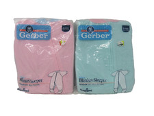 Gerber Infant Blanket Sleeper Breathable Footed 6 mos. NOS Blue and Pink set of