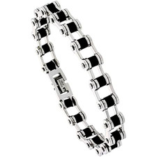 BRACCIALE BRACCIALETTO ACCIAIO INOX CHIRURGICO UOMO DONNA CATENA BICI MOTO ET76