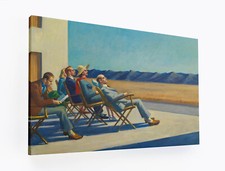 Quadro Vernice Pennellate Edward Hopper Gente al Sole Stampa su Tela Canvas