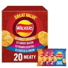 Walkers Meaty Variety Multipack Crisps 20X 25G Assorted  Selection Crunchy Snack