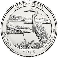 2015 S Bombay Hook NP Quarter. ATB Series Uncirculated From US Mint roll.