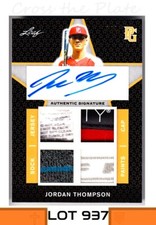 1-2019 LEAF PERFECT GAME QUAD PATCH ORANGE AUTO JORDAN THOMPSON DODGERS 4/4