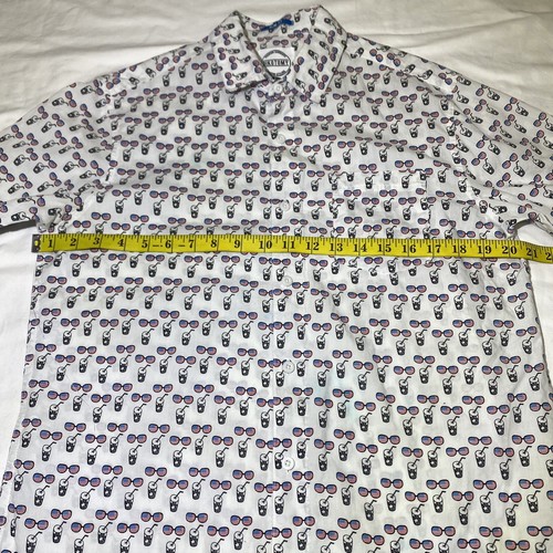 DIKOTOMY Men’s Patriotic USA Printed Short Sleeve Button-up Shirt Size Medium - Picture 3 of 7