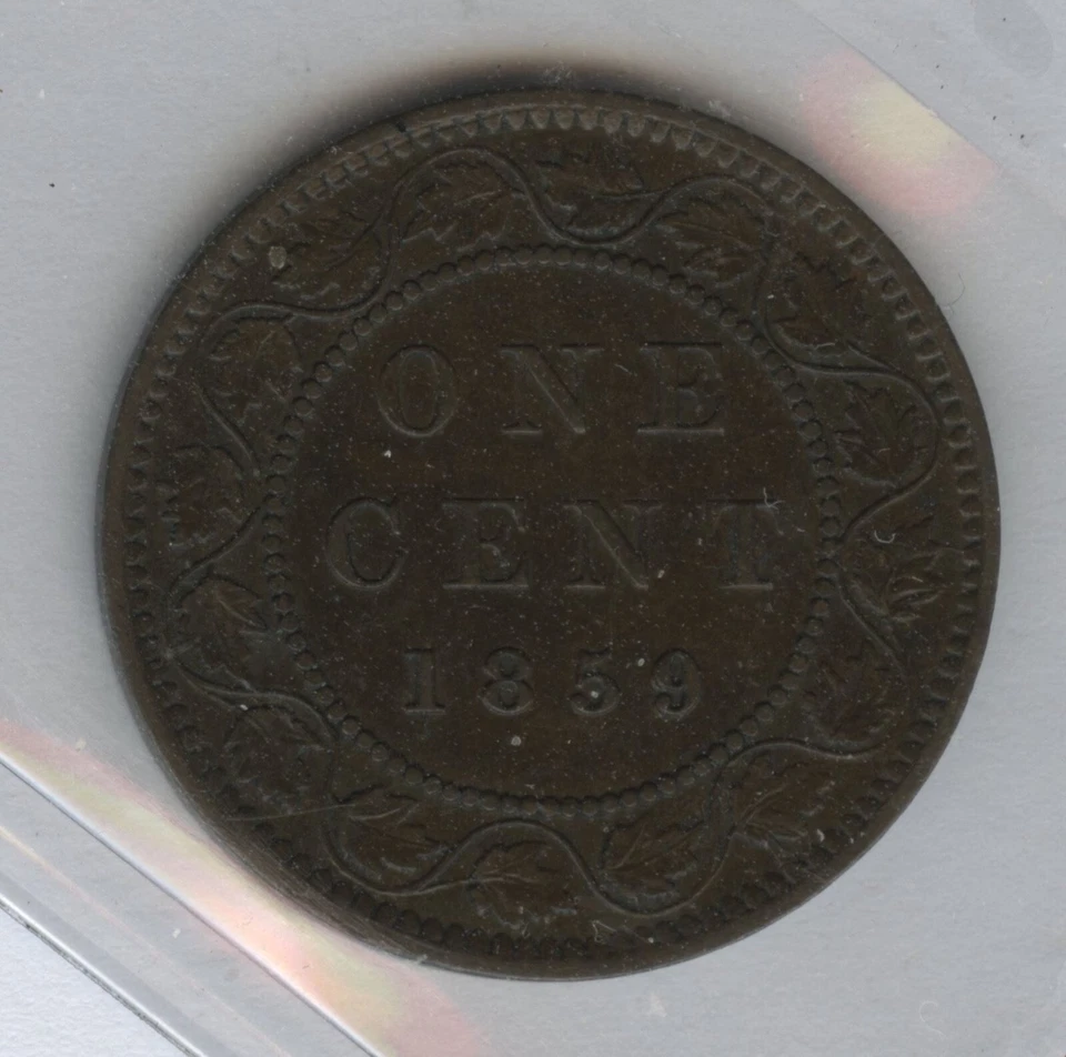 1859 One Cent - Double Punch Narrow 9 #2 - ICCS EF-40 Cert#XEB 395   SC1 - Image 2 of 2