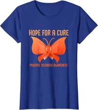 Hope For A Cure Ms Multiple Sclerosis Butterfly Ladies' Crewneck T-Shirt