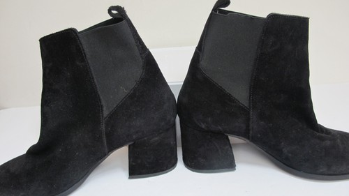Botines de cuero gamuza negros talla 8 VERO MODA - Tacón bloque - Pull On - En muy buena condición - Imagen 3 de 6