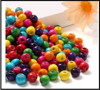 #ad #ad 600Pcs Colorful Wooden Beads Large Hole round Paint Beads Bulk Natural Wood Bead $11.29