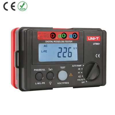 UT582+ Digital RCD ELCB Tester Auto Ramp Leakage Circuit Breaker Tool - Image 1 of 4