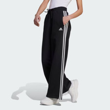  55 adidas Essentials 3-Stripes French Terry Wide Pants  Black / White  XL
