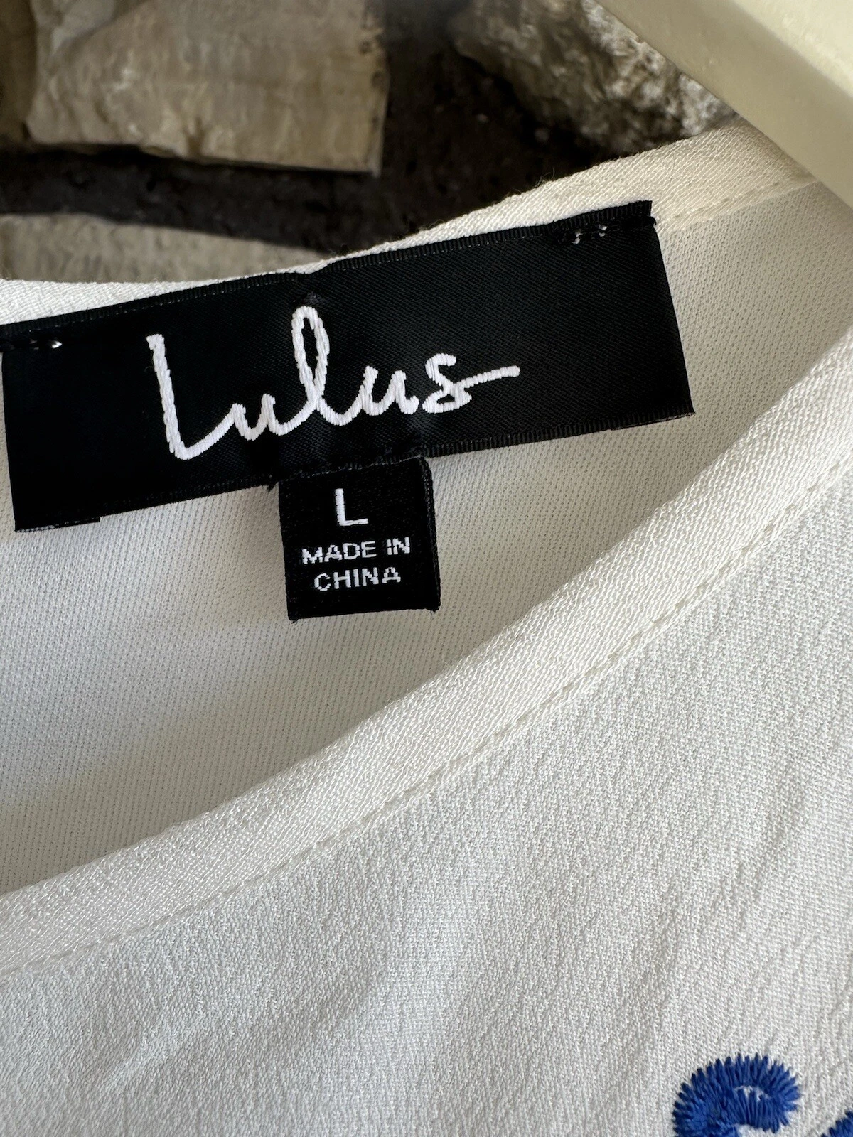 OFF WHITE Abito donna nuovo con etichette Lulu's Large bianco sporco ricamato