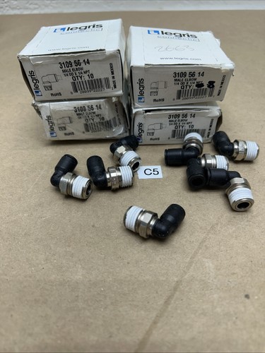 (38) LEGRIS 3109-56-14 MALE ELBOW 1/4 TUBE X 1/4 NPT (3boxes Of 10& 1 Of 8) - Picture 2 of 5