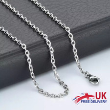 2mm Stainless Steel "O" Shape Cable Link Chain Necklace for Women Men Jewelry