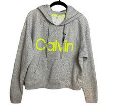 Calvin Klein Cropped Gray Hooded Long Sleeve Sweatshirt Women's Size M NWT