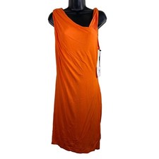 Calvin Klein Dress Womens Size 10 Tangerine Orange NWT Sleeveless Lined Midi