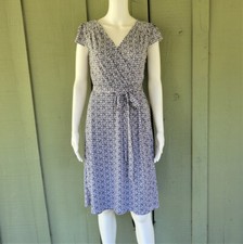 Ann Taylor LOFT Black White Faux Wrap Dress 4