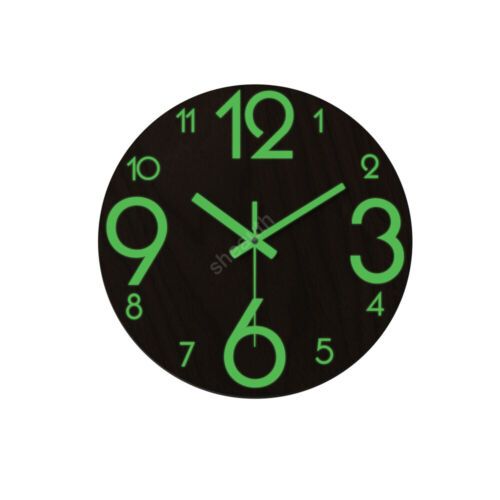 12'' Luminous Wall Clock Glow In The Dark Silent Quartz Indoor Home Modern Clock - Picture 12 of 12