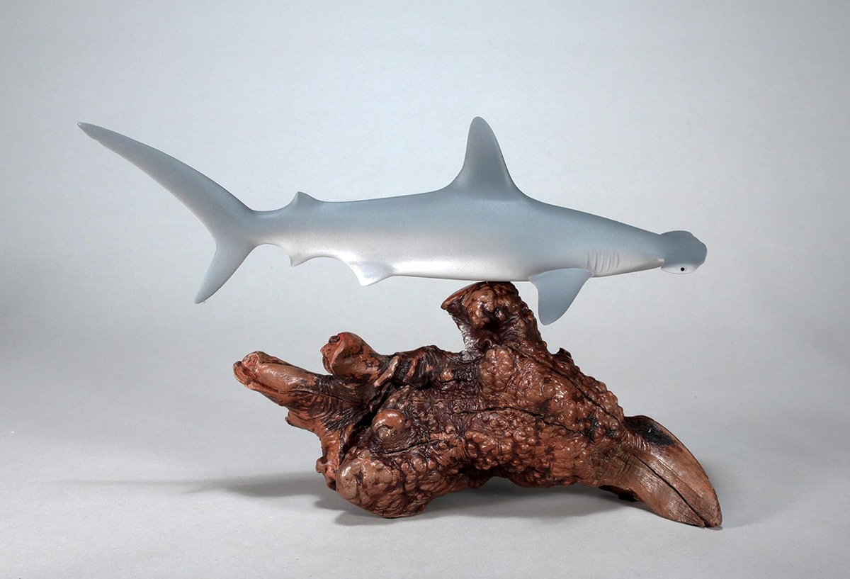 Hammerhead Shark Sculpture by John Perry Airbrushed 12 in Long on