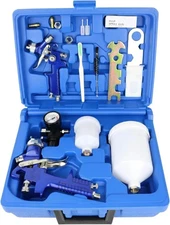 Air Gravity Spray Gun Set,2-Sprayer Paint Gun,0.8mm 0.8mm*1.4mm, Blue
