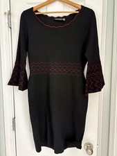 Nina Leonard Women's Sweater Dress Black M Flared Sleeve
