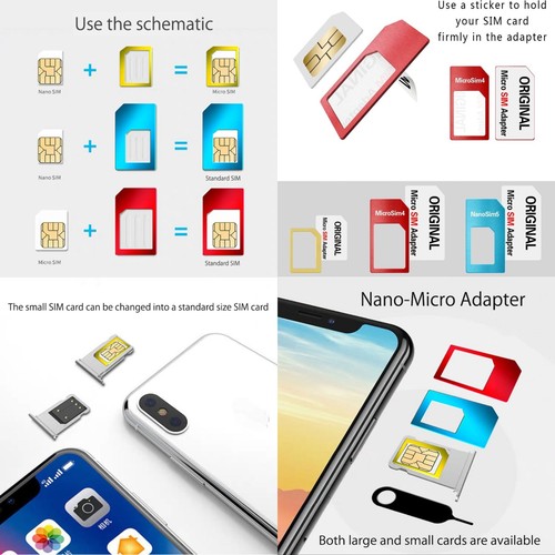 8 IN 1 Nano SIM Card to MICRO Standard SIM Adapter converter SET iPhone, Samsung - 第 7/18 張圖片