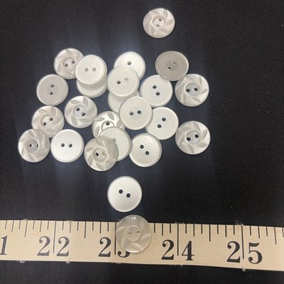 12 Vintage White 2-Hole Buttons 1/2  13mm Swirl Pinwheel Sewing Craft