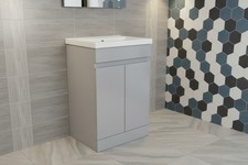 Gloss Light Grey Bathroom Vanity Unit with Basin 500 600 700 800mm Handleless