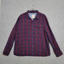 Fat Face Flannel Shirt Mens XL Red Claret Plaid Regular Fit Lumberjack Outdoor